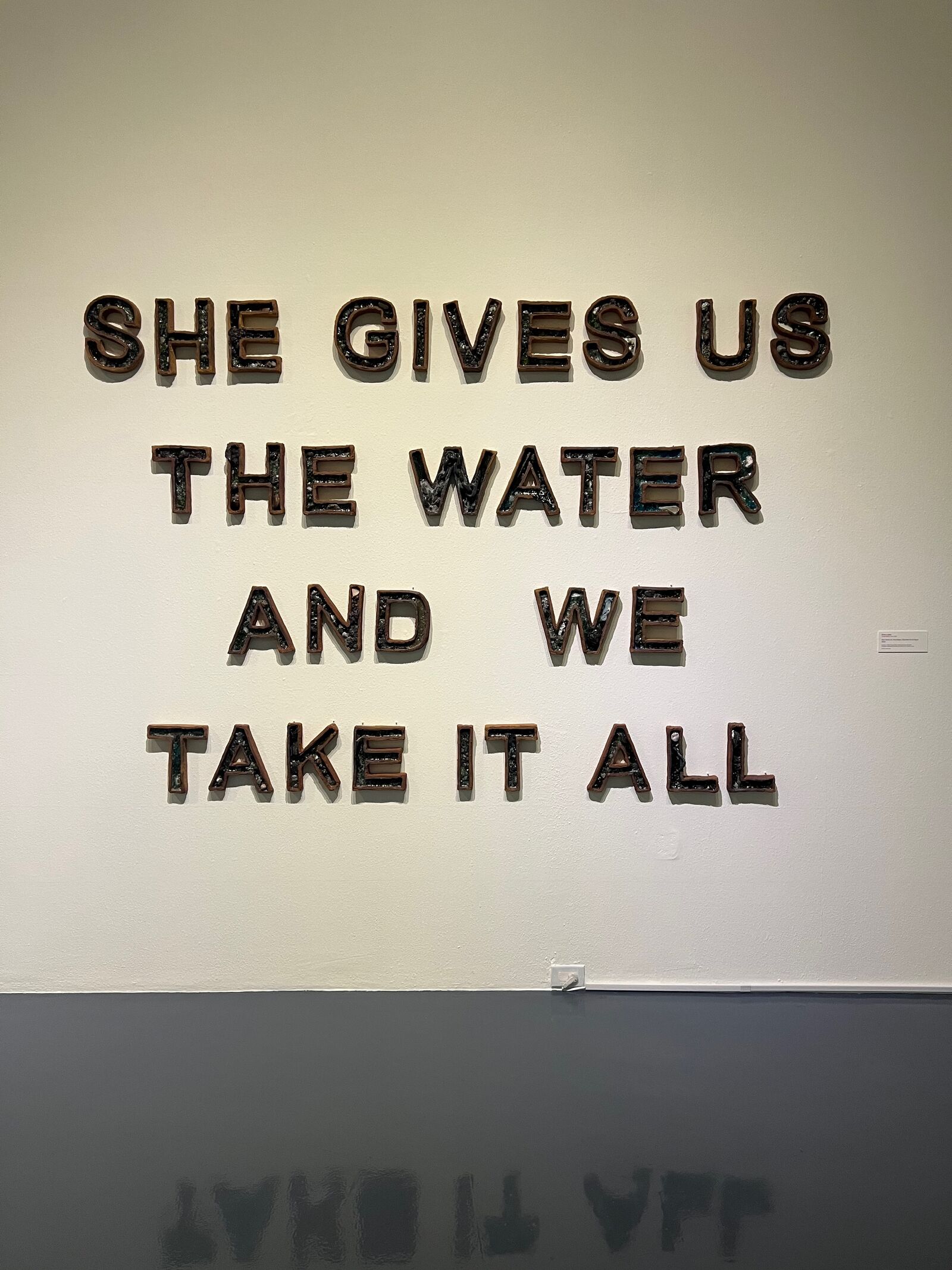 She Gives Us the Water and We Take It All, gallery text piece