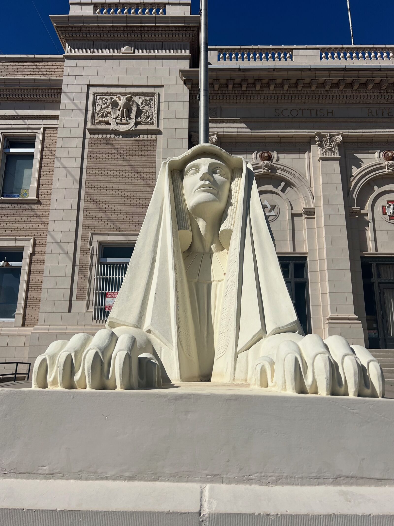 Sphinx statue in front of Scottish Rite Masonic Temple