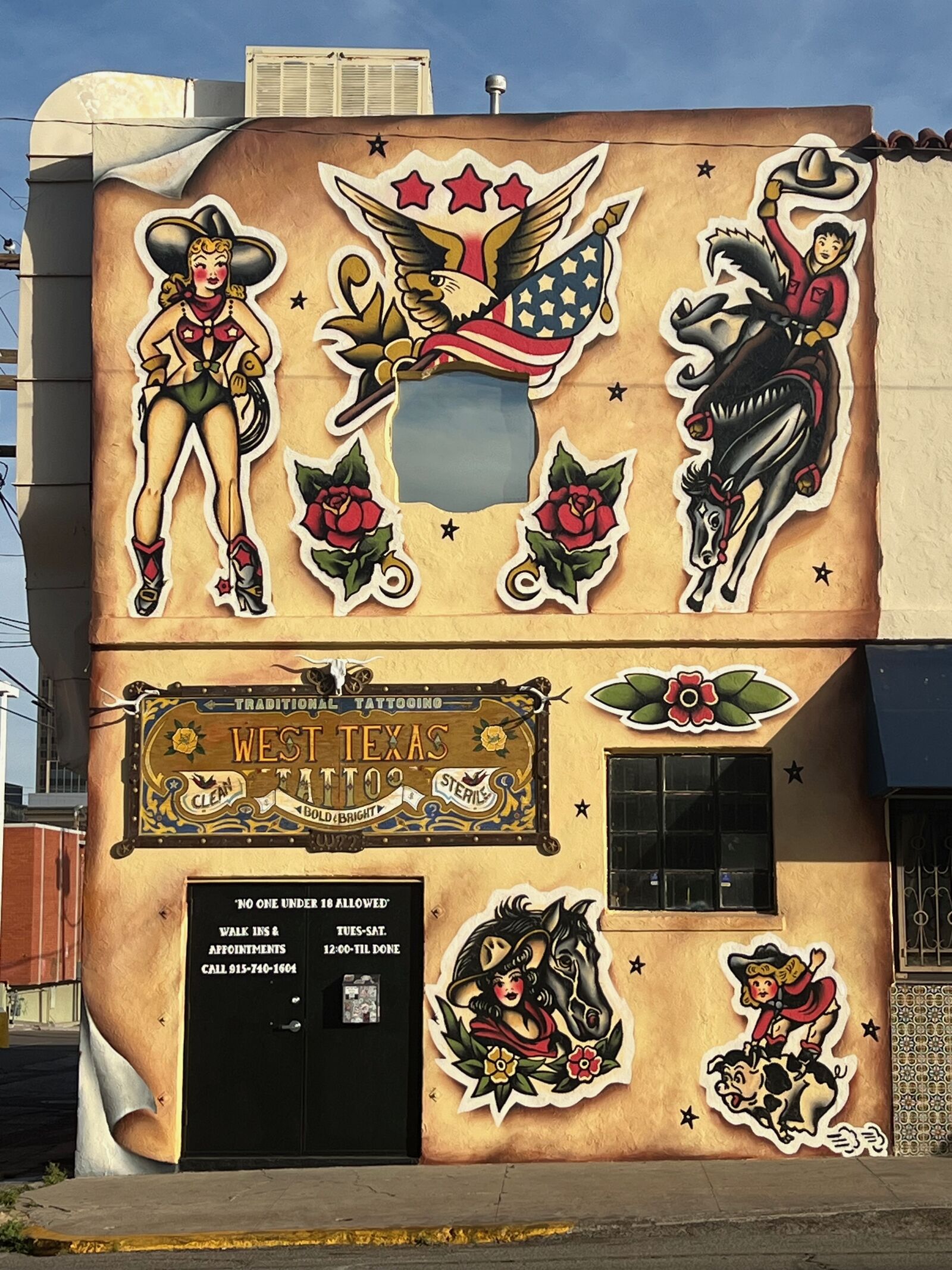 Tattoo shop mural exterior