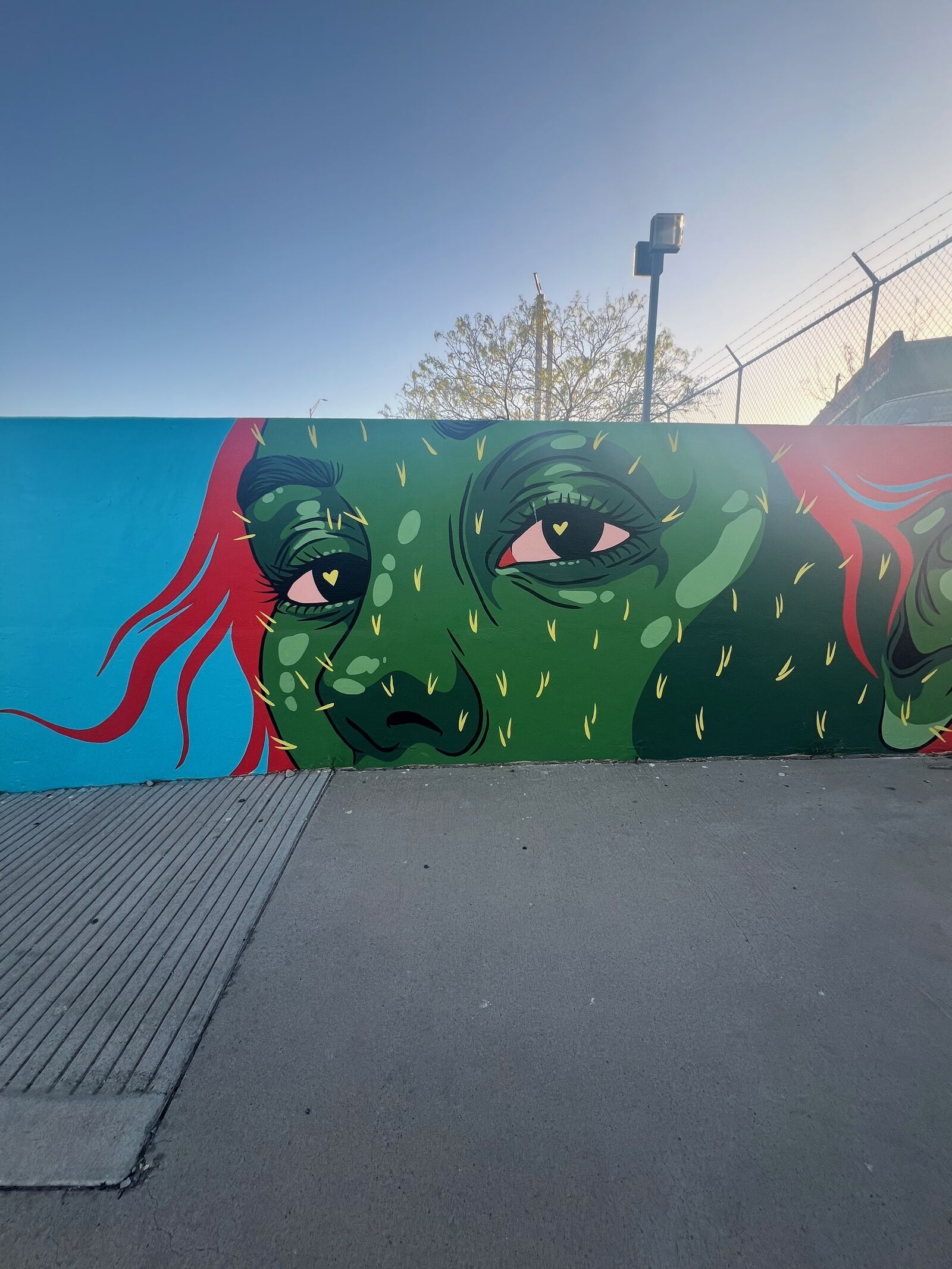 Mural, green face