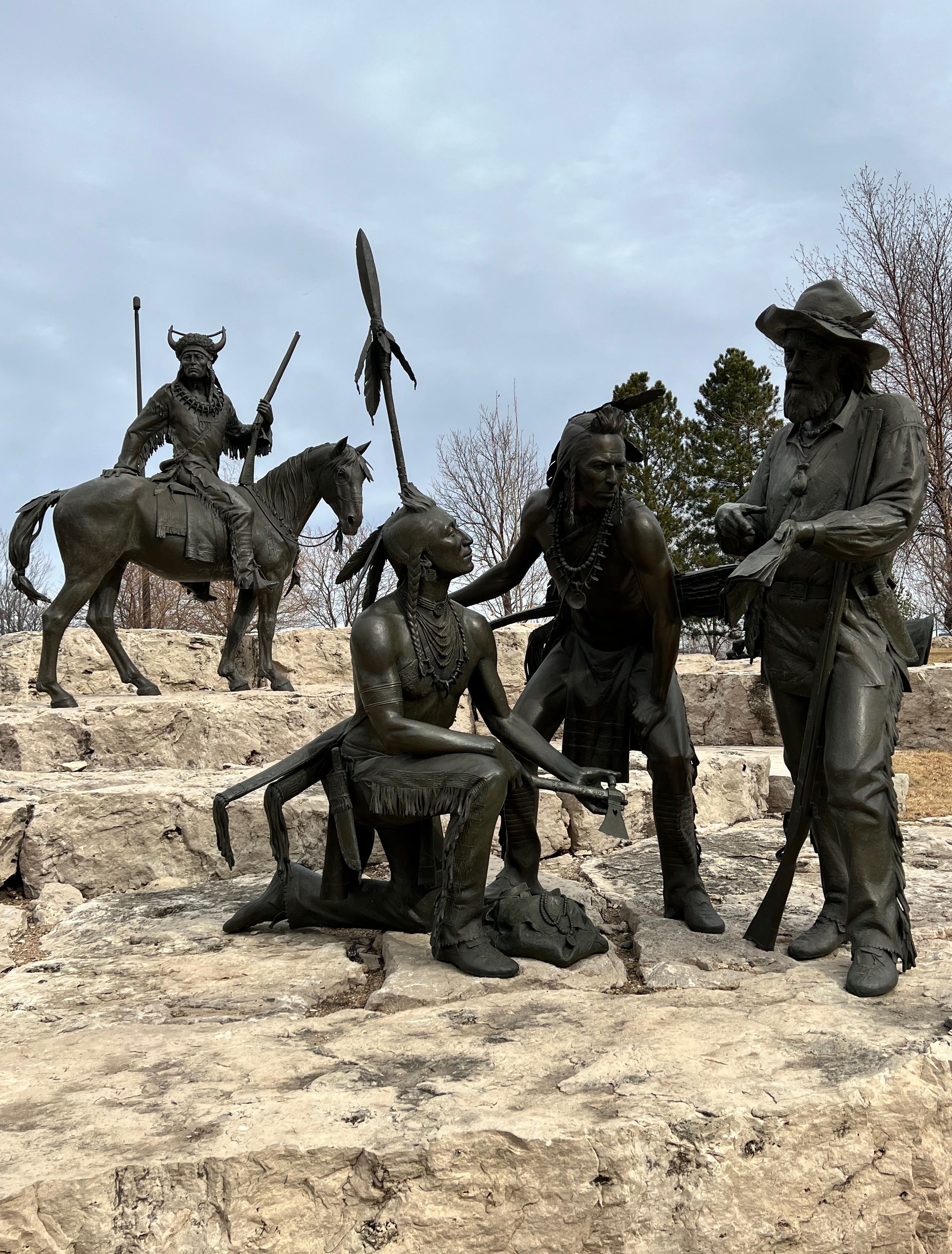 Bronze sculptures at Pioneer Courage Park, Omaha