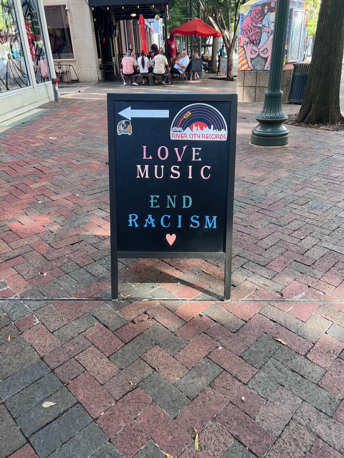 Love Music End Racism sign, Beale Street