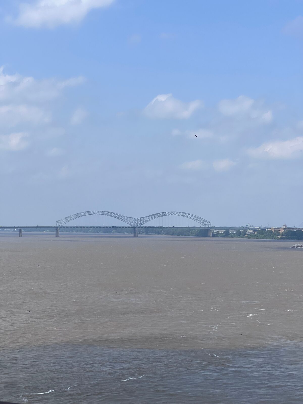 Mississippi River with bridge in the distance, Memphis