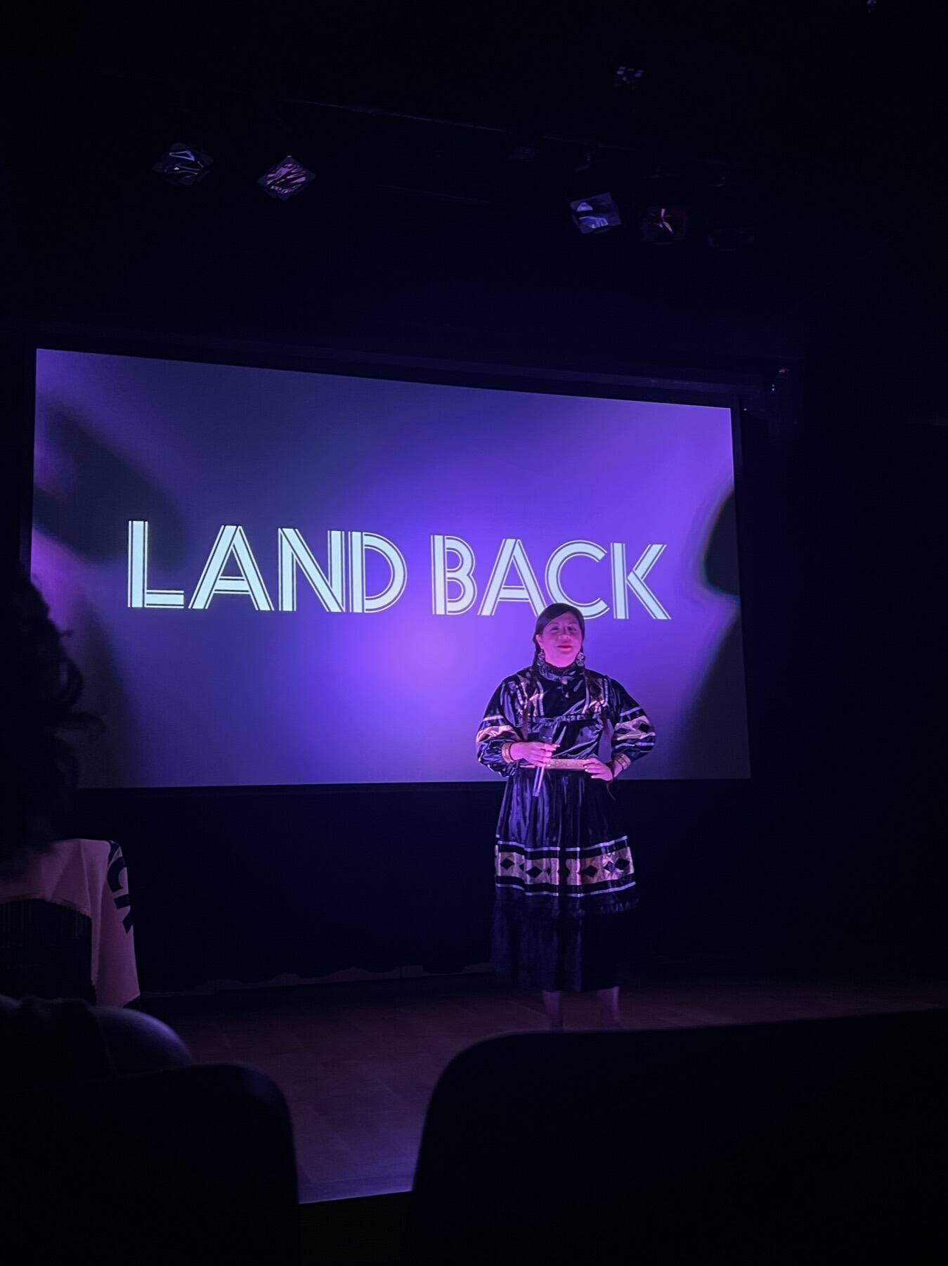 Elisa Harkins, Indigenous Language Poetry Night, Woody Guthrie Center, Tulsa, Oklahoma