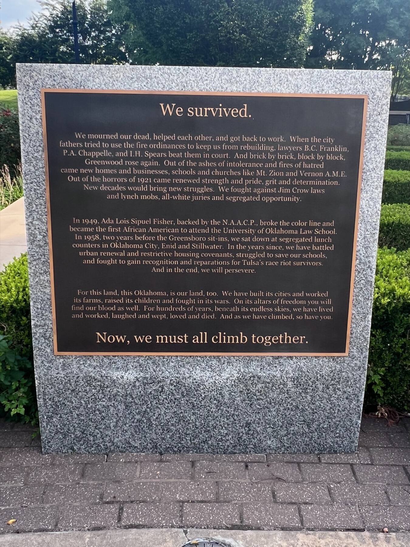 We survived. Now we must all climb together.