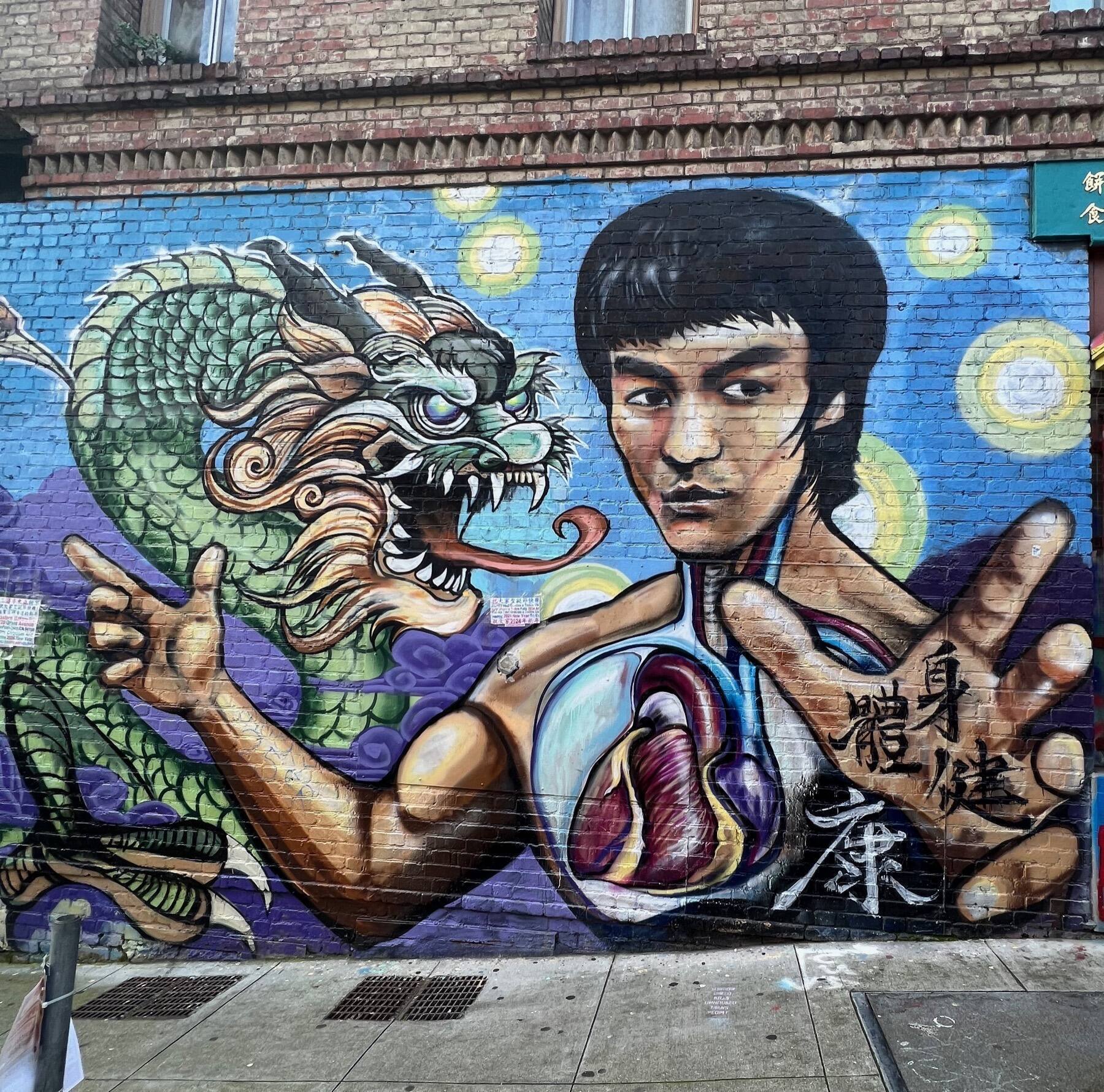 Bruce Lee Mural, Commercial St, San Francisco, California