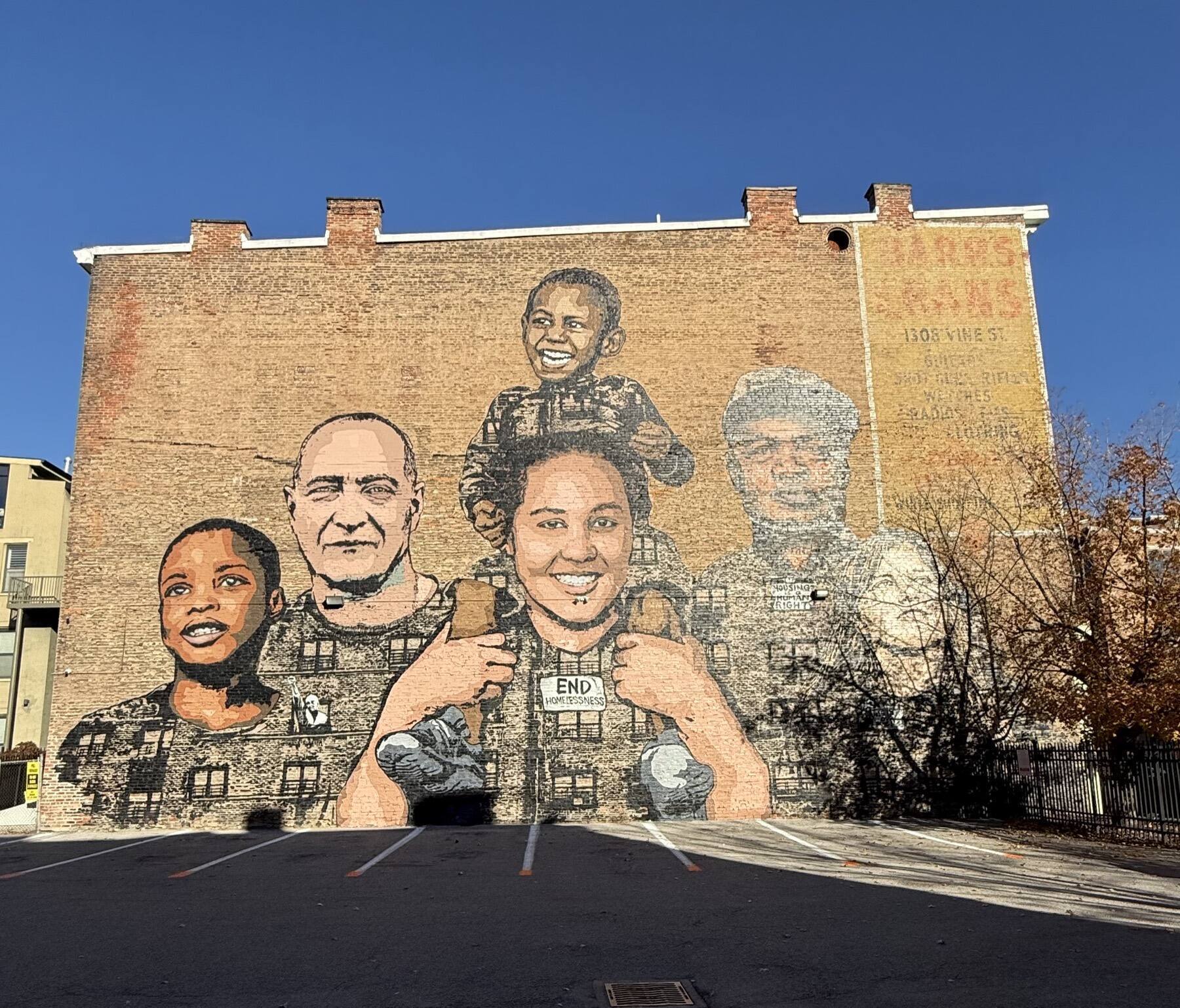 Faces of Homelessness Mural, Vine Street, Cincinnati, Ohio
