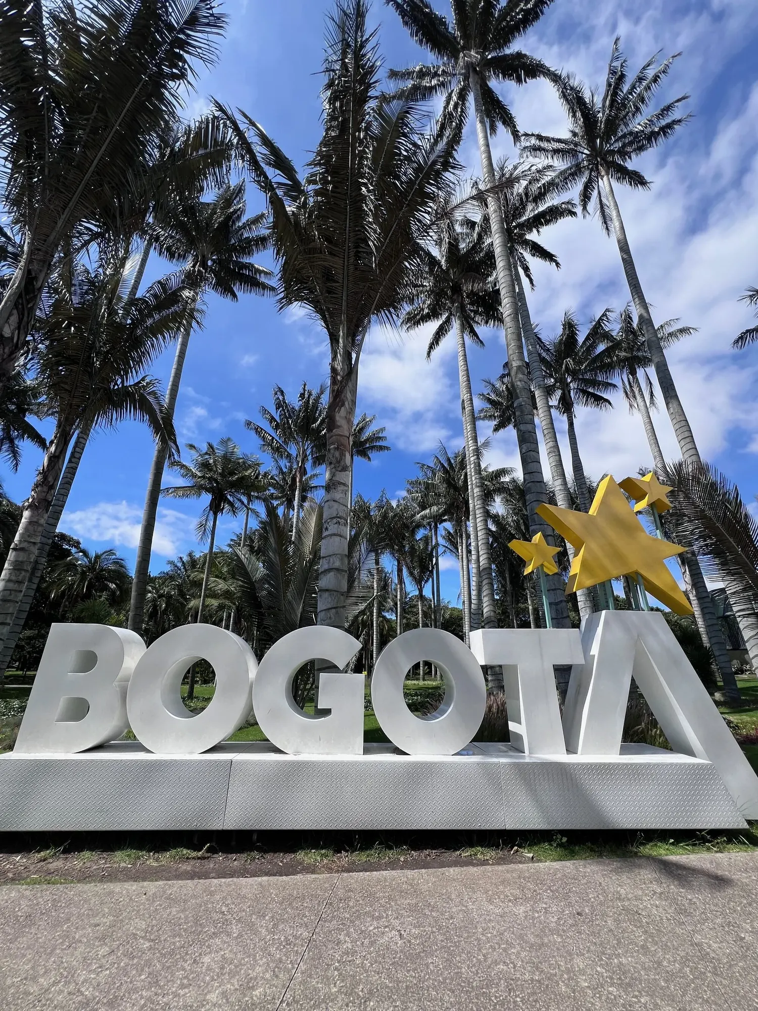 BOGOTA sign among palm trees