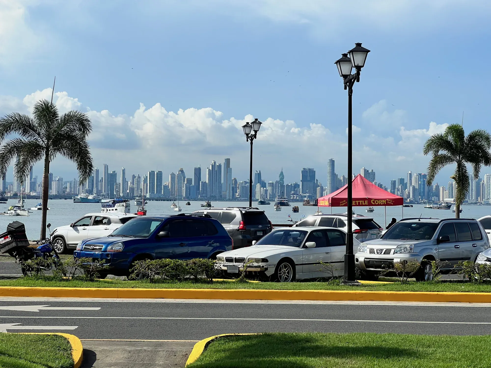Panama City skyline seen across the bay from the Amador Causeway