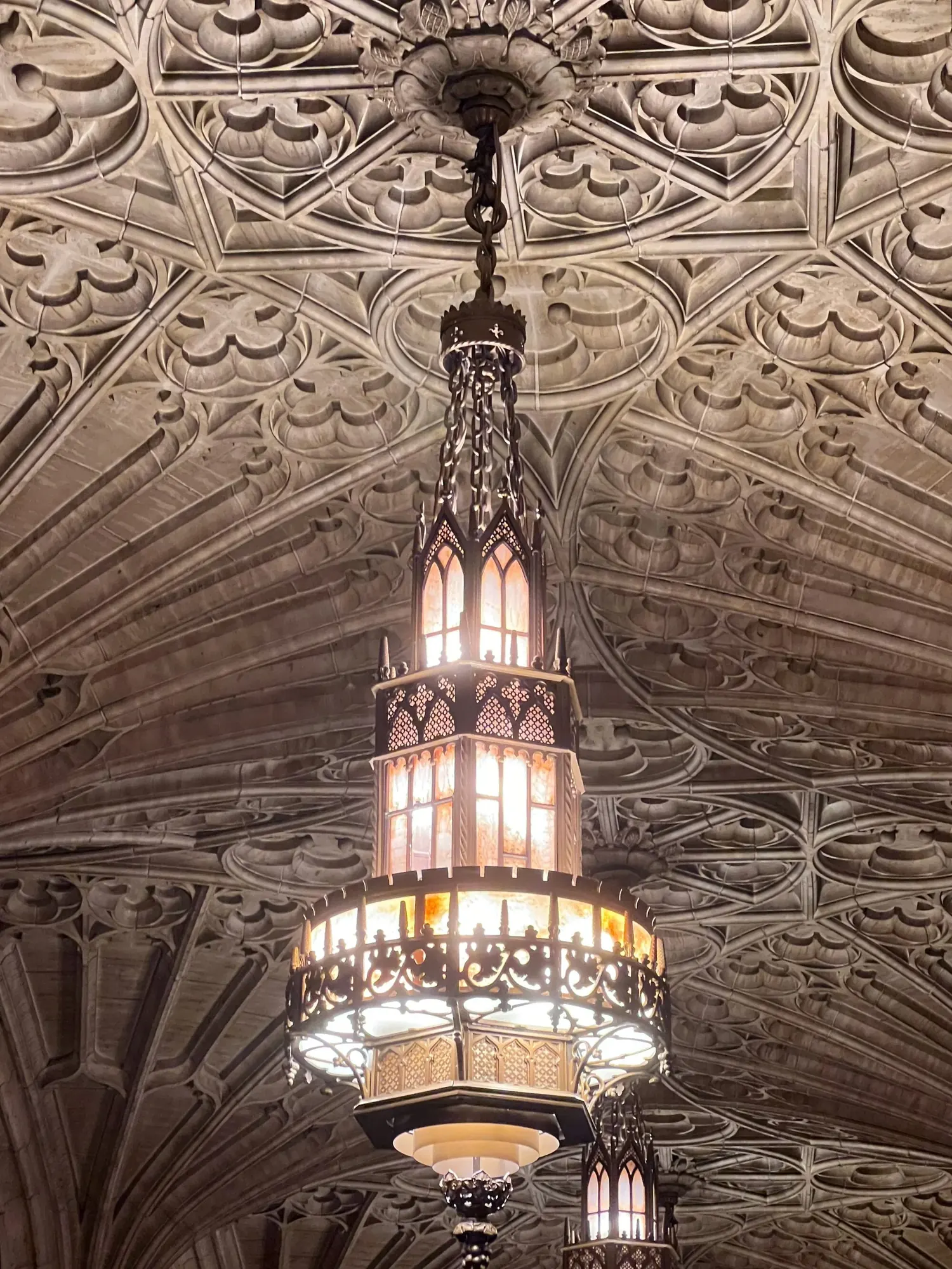 Art Deco chandelier and architectural detail in Tulsa