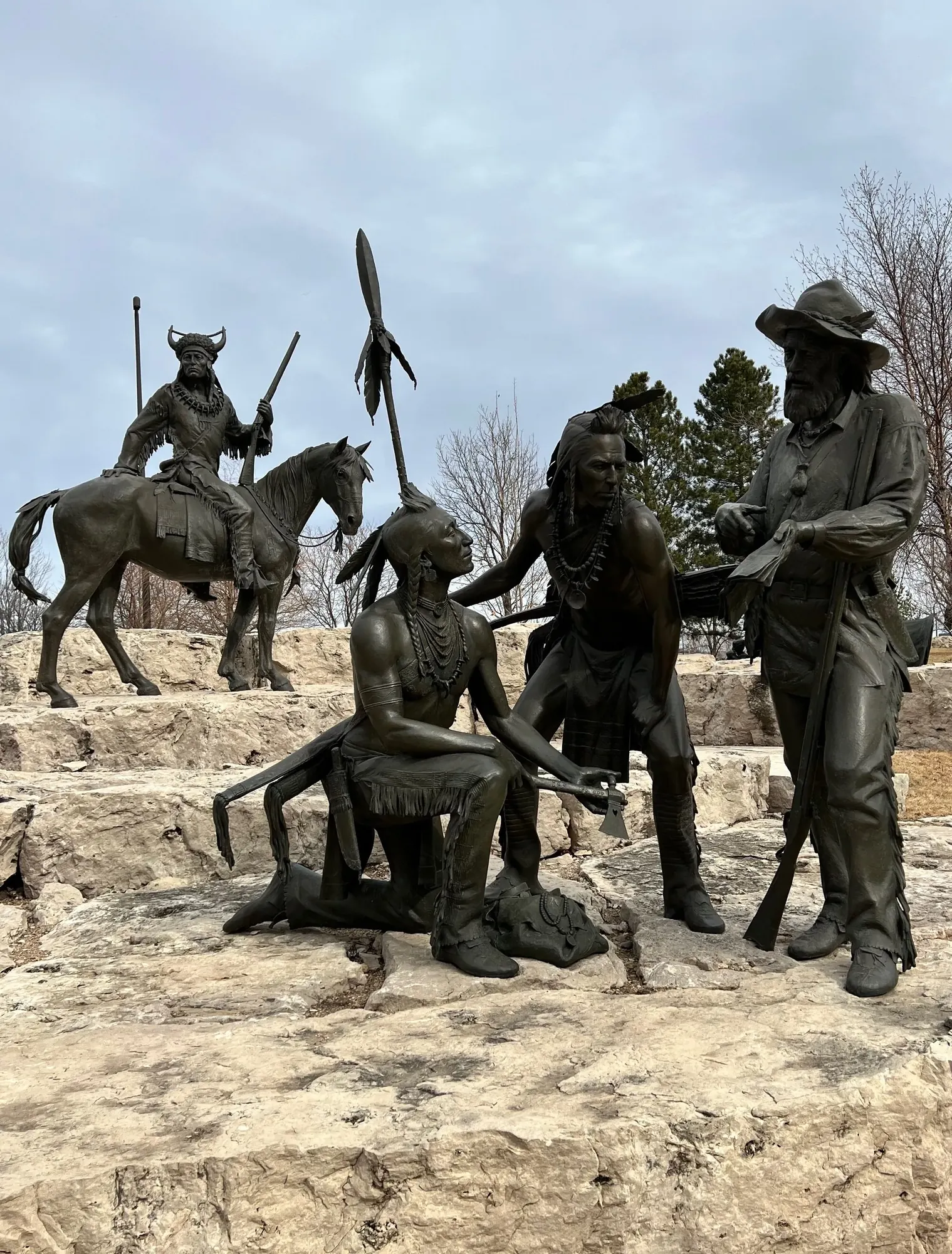 Bronze sculptures at Pioneer Courage Park, Omaha