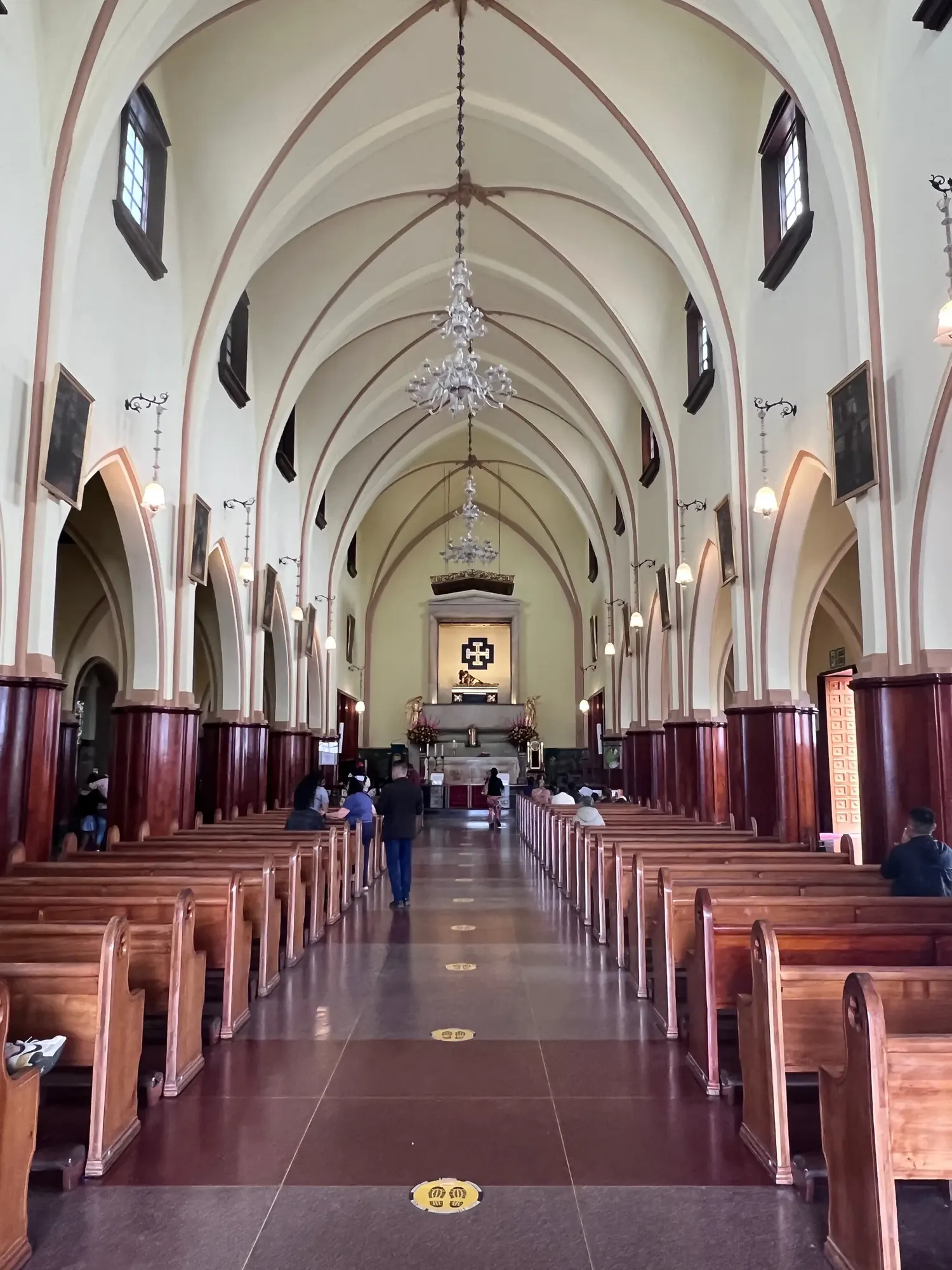 Interior of the church at Monserrate, looking down the nave toward the altar