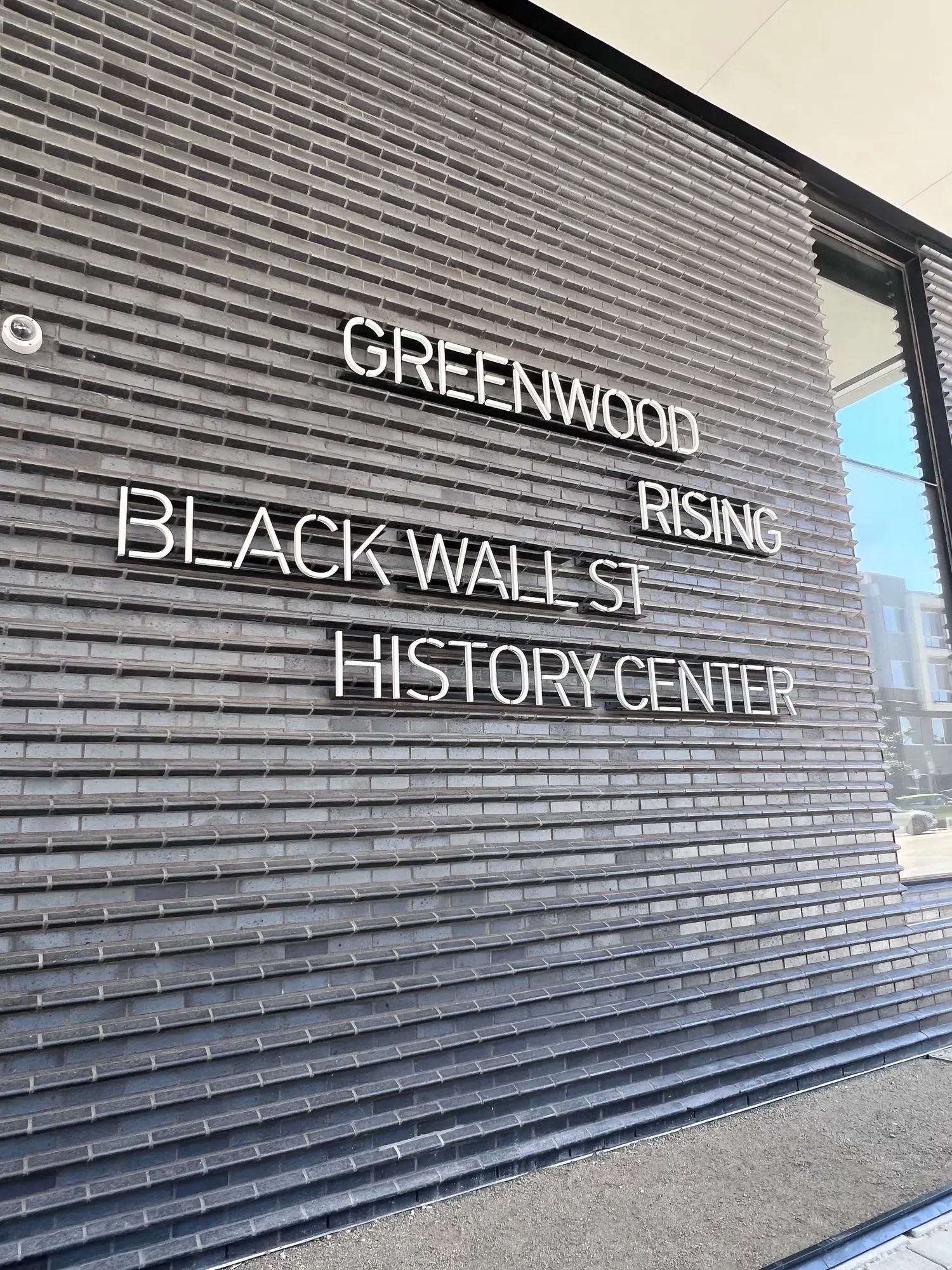 Greenwood Rising, Black Wall St History Center building signage